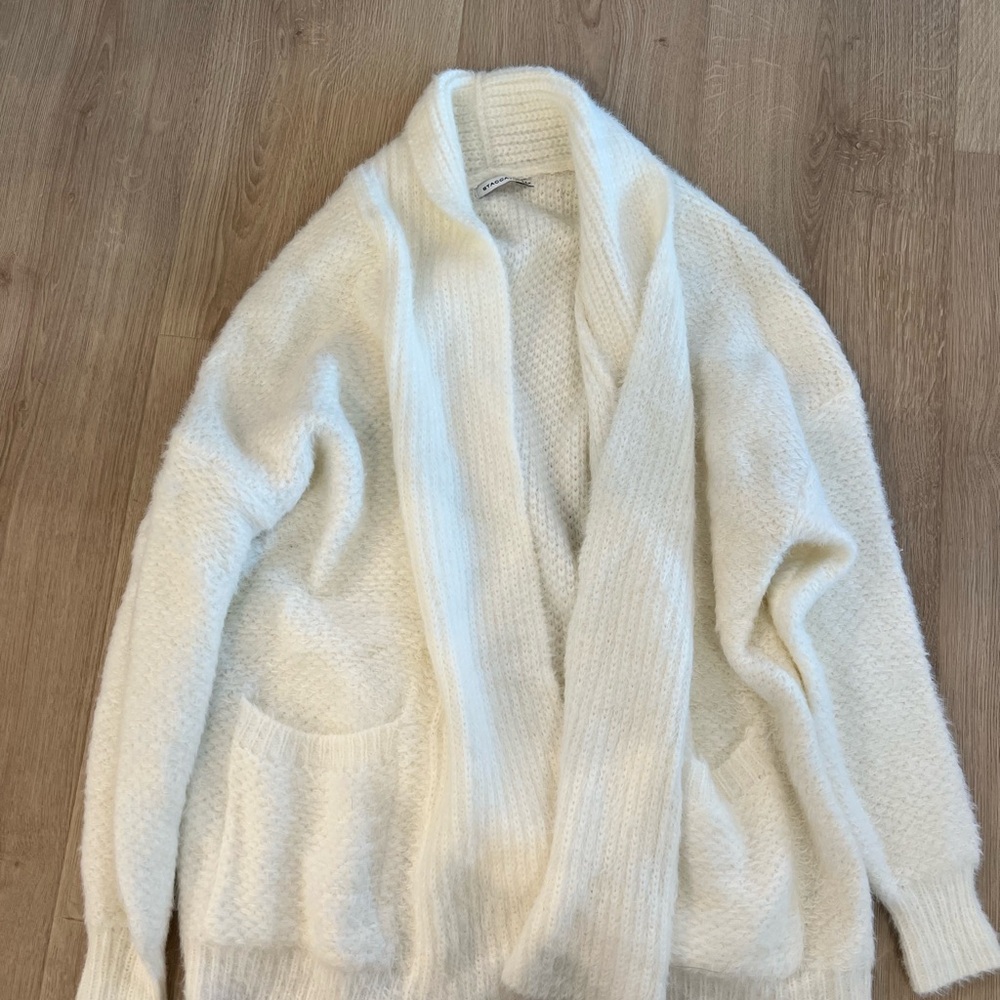 Red Dress Boutique White Cardigan Sweater with Textured Knit